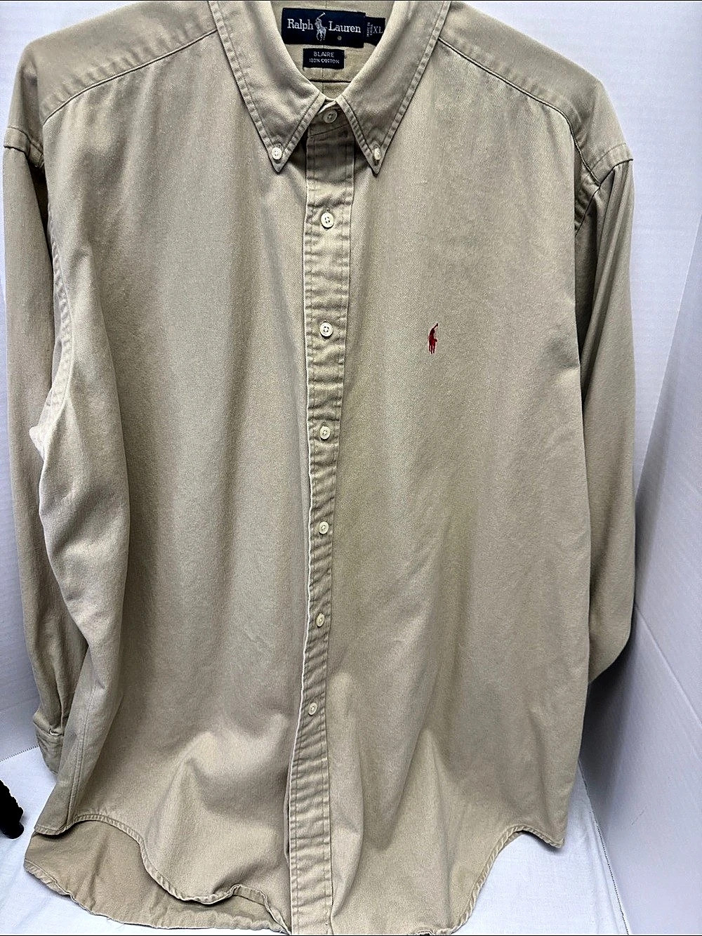Ralph Lauren Classic Fit Button Down Shirt in Beige Size Xtra Large